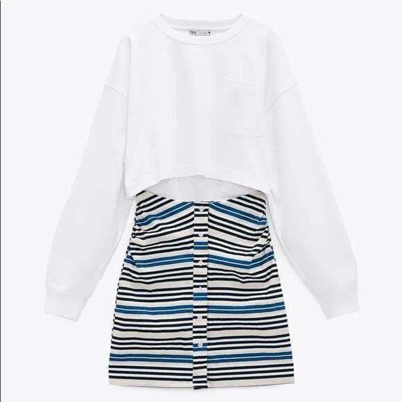 Zara CONTRAST DRESS WITH CUT-OUT DETAIL - Picture 7 of 15